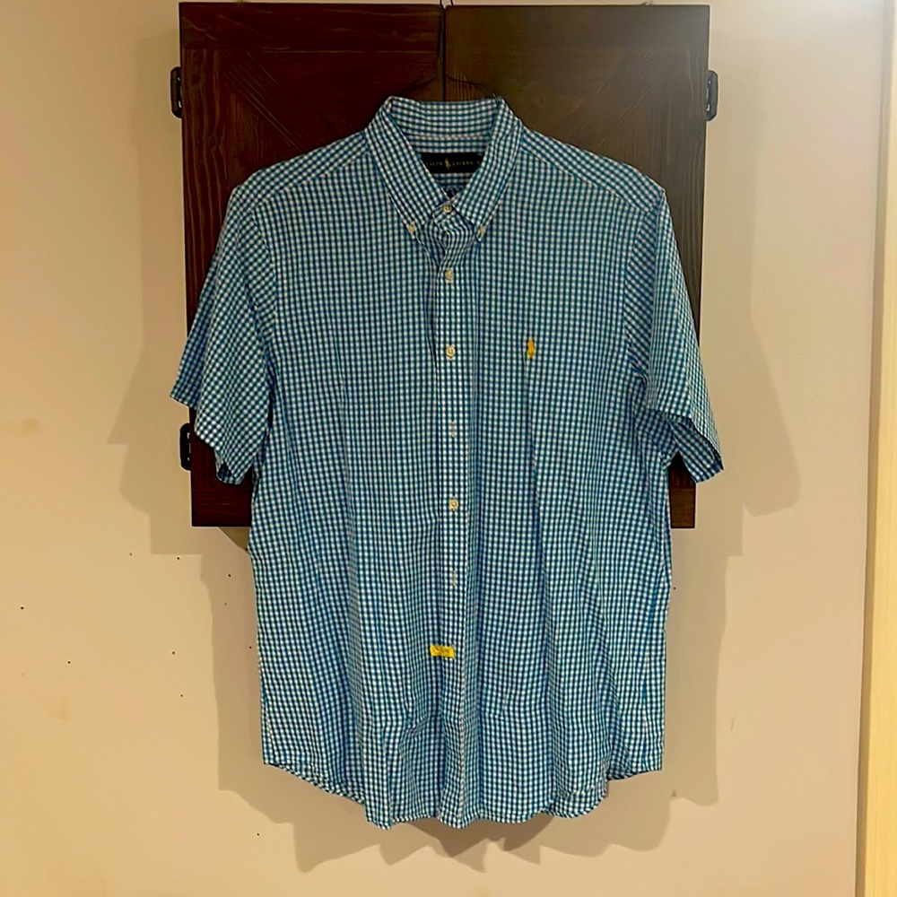 Ralph Lauren aqua and white mens xl